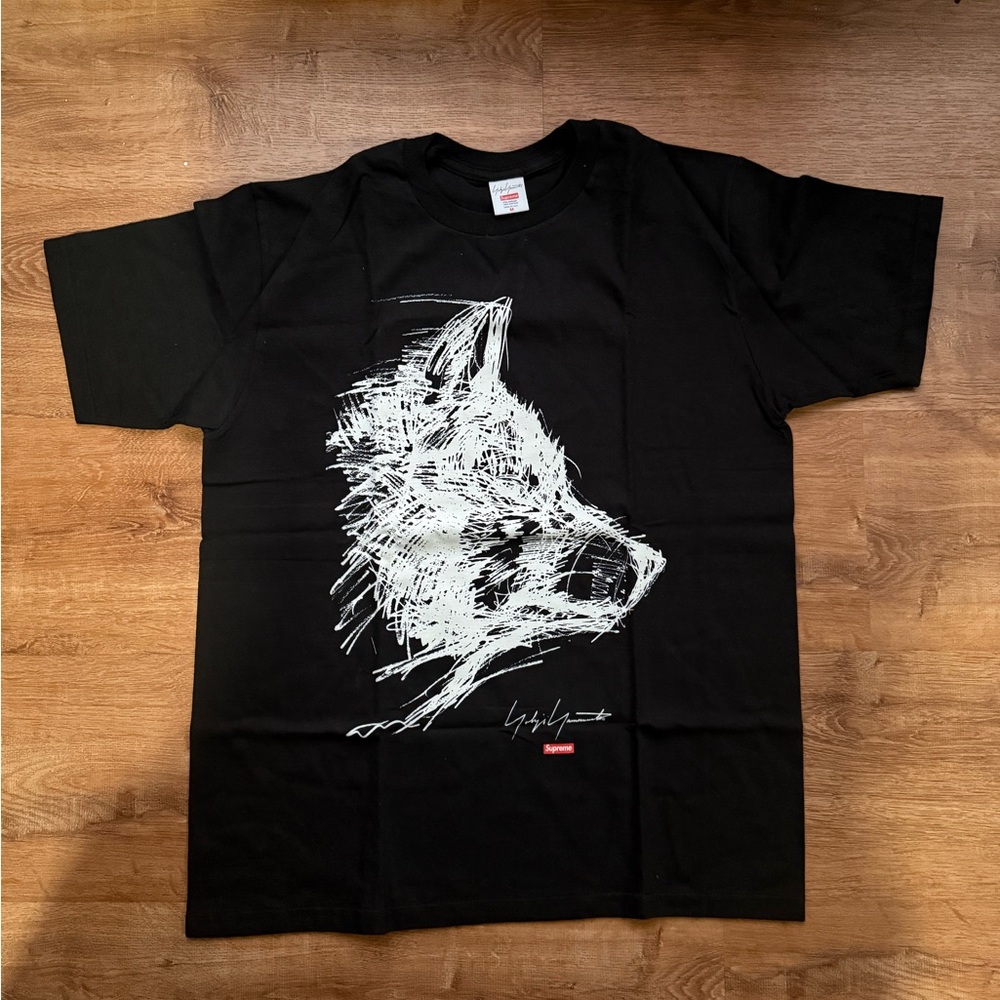 Supreme x Yohji Yamamoto Black Graphic Wolf Sketch Tee by Supreme